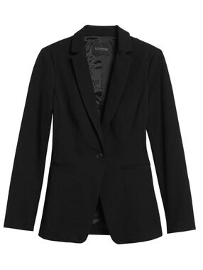 Banana Republic Long & Lean-Fit Washable Bi-Stretch Tuxedo Blazer Black SIZE 6